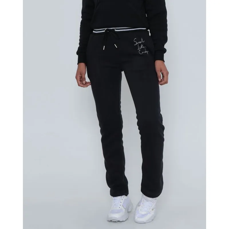 Calça Moletom Feminina Lurex Preta GG