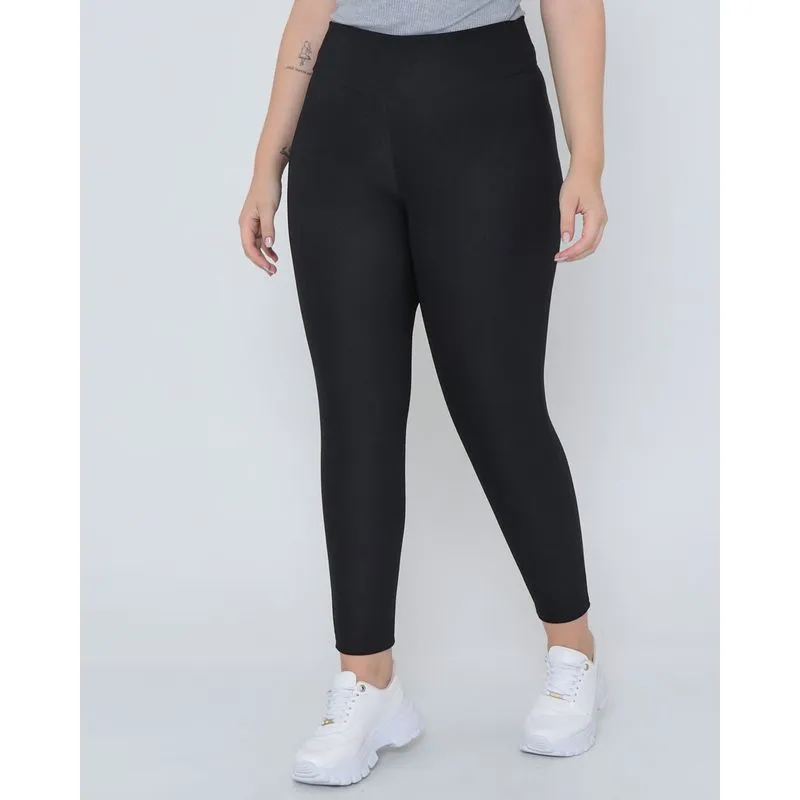 Calça Legging Plus Size de Gorgurão Preta G1
