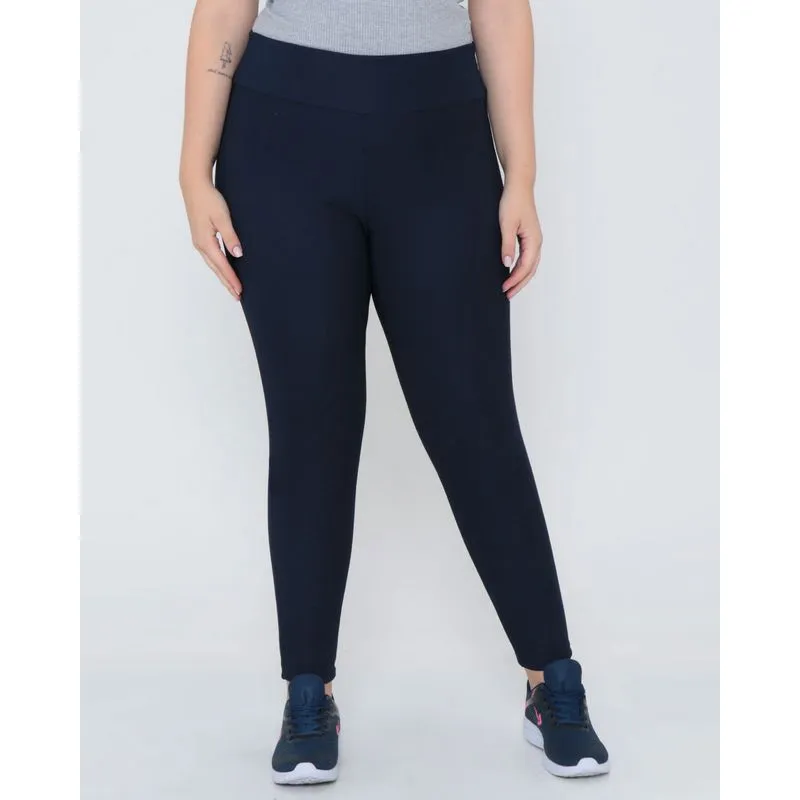 Calça Legging Plus Size de Gorgurão Azul Marinho G3