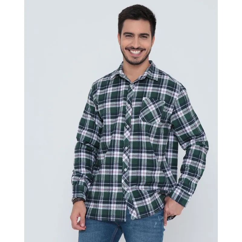Camisa Flanela Masculina Xadrez Verde G