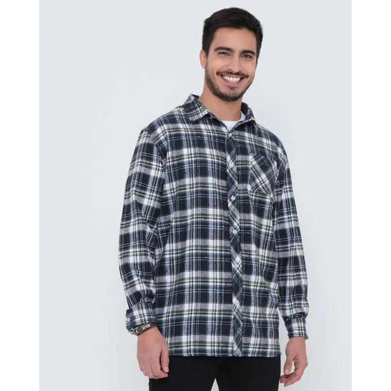 Camisa Flanela Masculina Xadrez Azul e Verde 21123000097095G