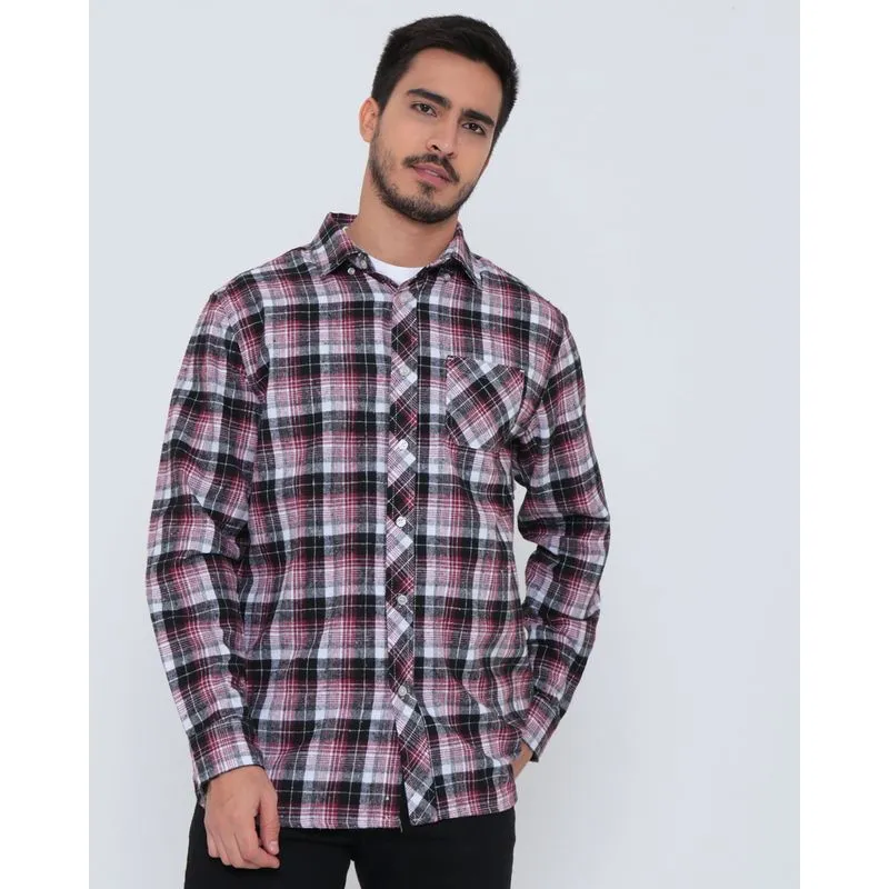 Camisa Flanela Masculina Xadrez Vinho GG