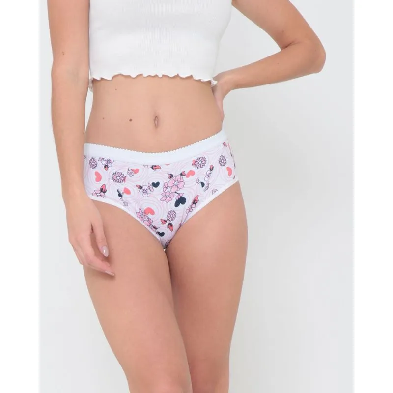 Calcinha Alta Avulsa Algodão Flores Branca M