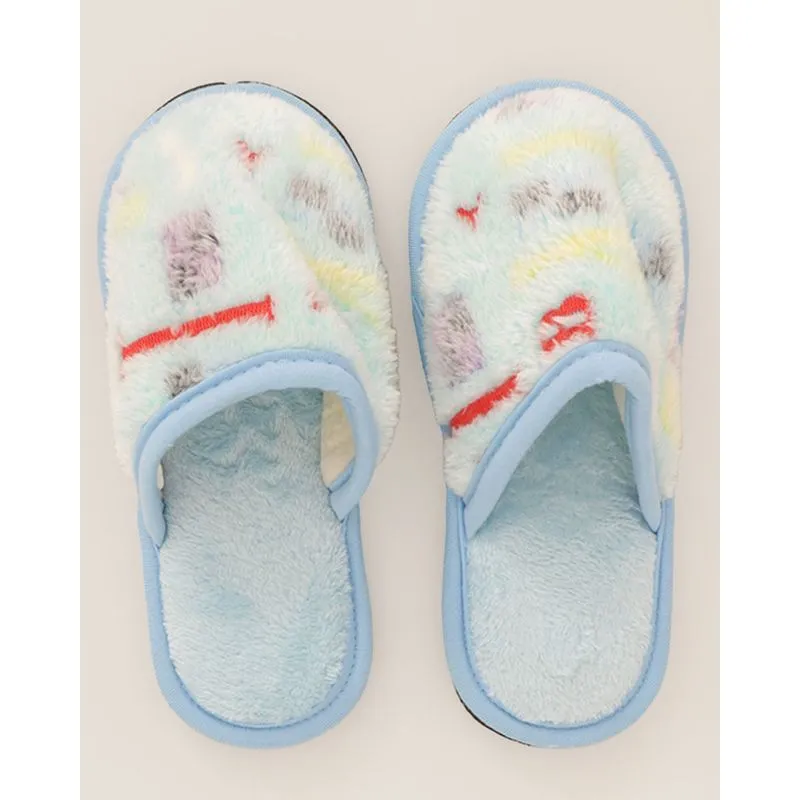Pantufa Infantil Peluciada Estampada Azul 32/33