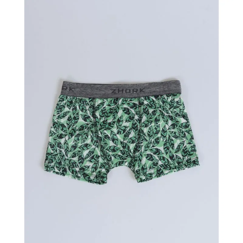 Cueca Boxer Juvenil Folhagens Verde 14