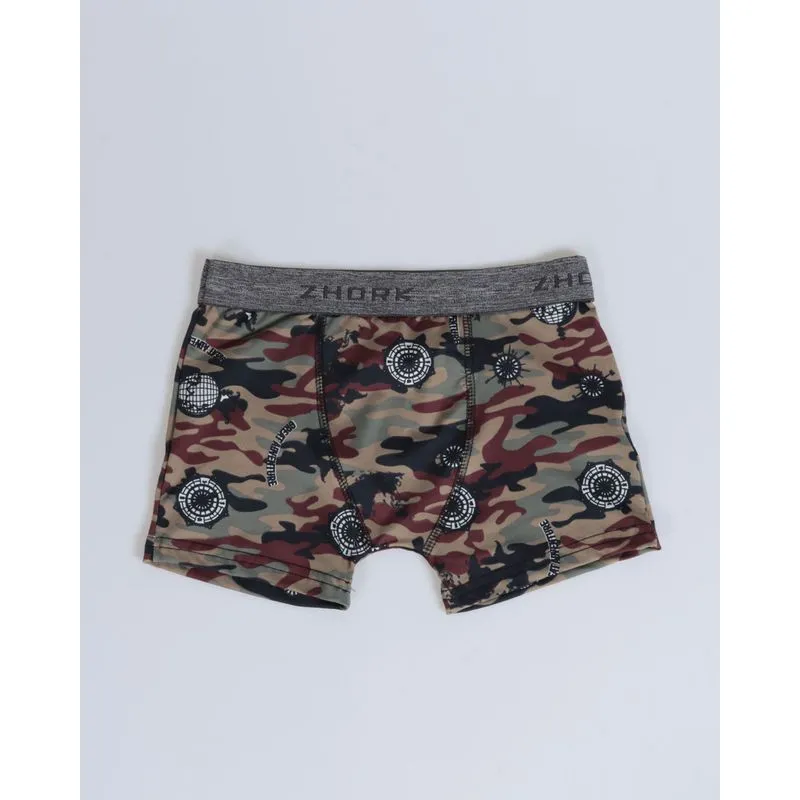 Cueca Boxer Juvenil Camuflada Verde 12