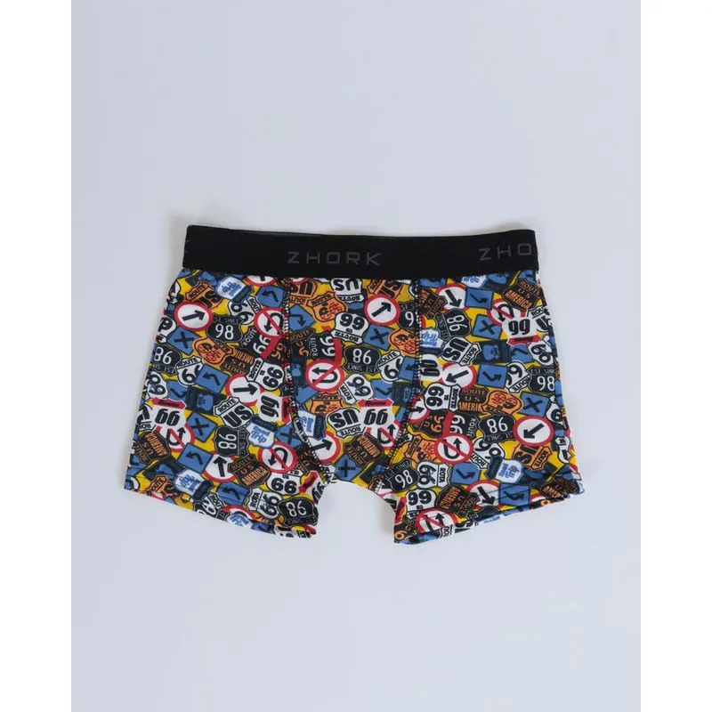 Cueca Boxer Juvenil Placas Azul 16