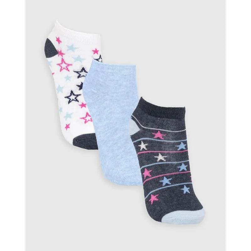 Kit de Meia Feminina Sapatilha 3 Pares Panda Listrada Preta 34 A 39