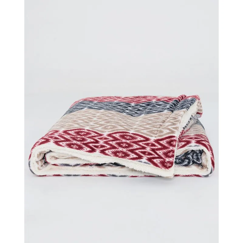 Cobertor Casal Sherpa Estampado Vinho UN