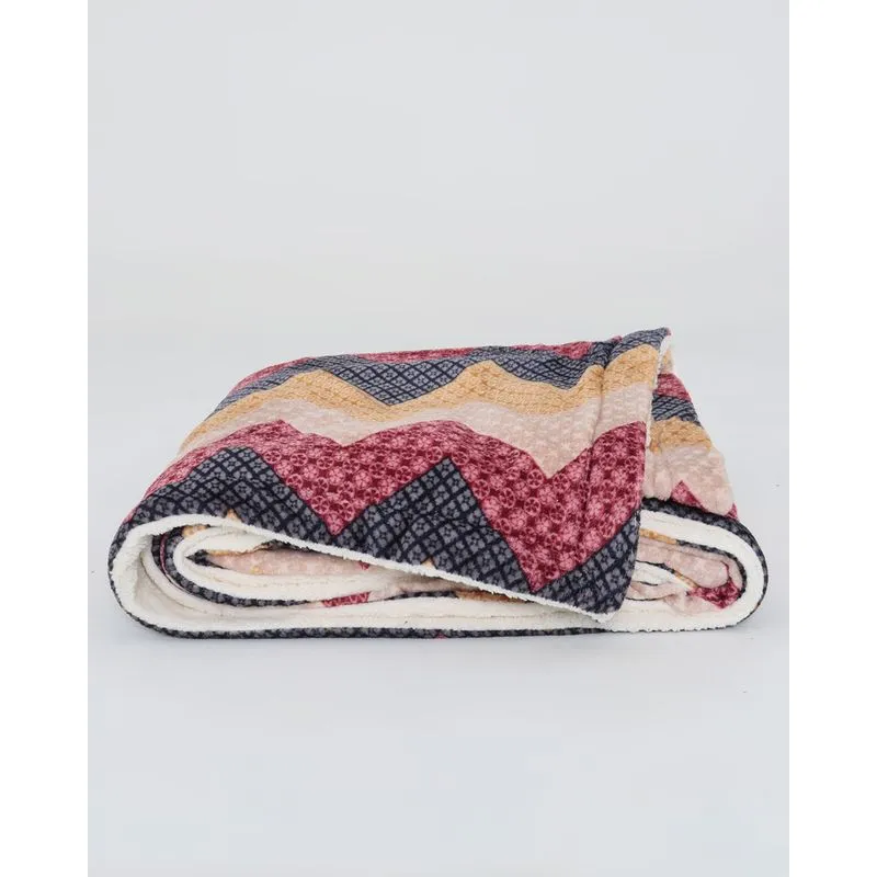 Cobertor Queen Sherpa Estampada Andreza Azul Marinho UN