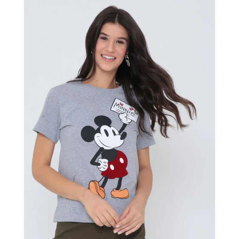 Blusa Estampa Mickey Mouse Disney Cinza Claro P