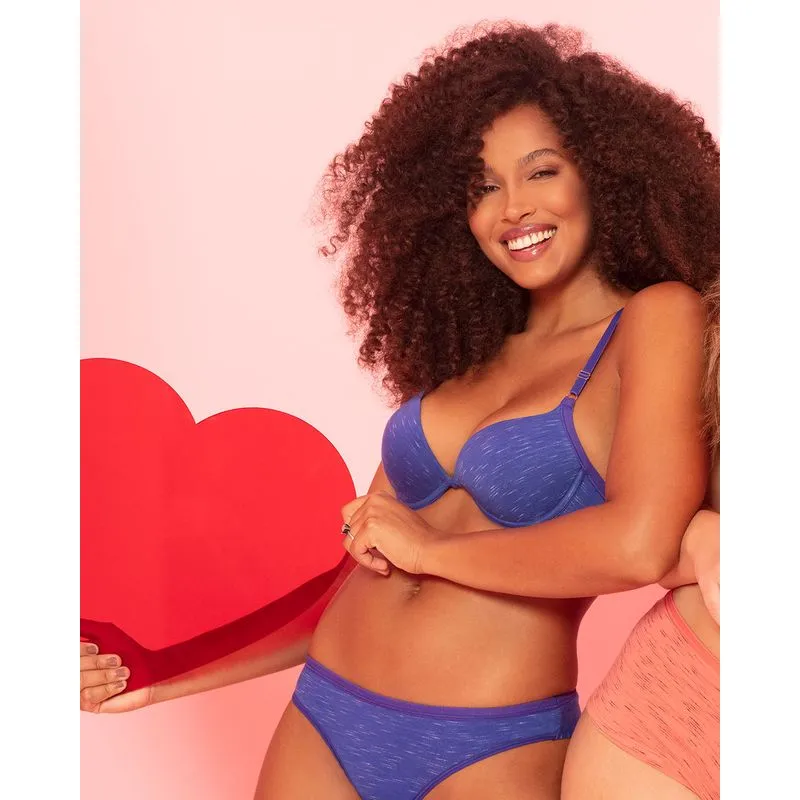 Sutiã Push Up Com Bojo Flamê Azul 46