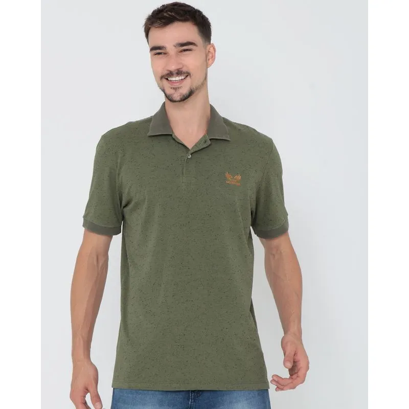 Polo Masculina Bordado Botonê Verde Escuro G