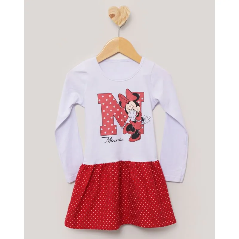 Vestido Bebê Estampa Minnie Disney Branco 3