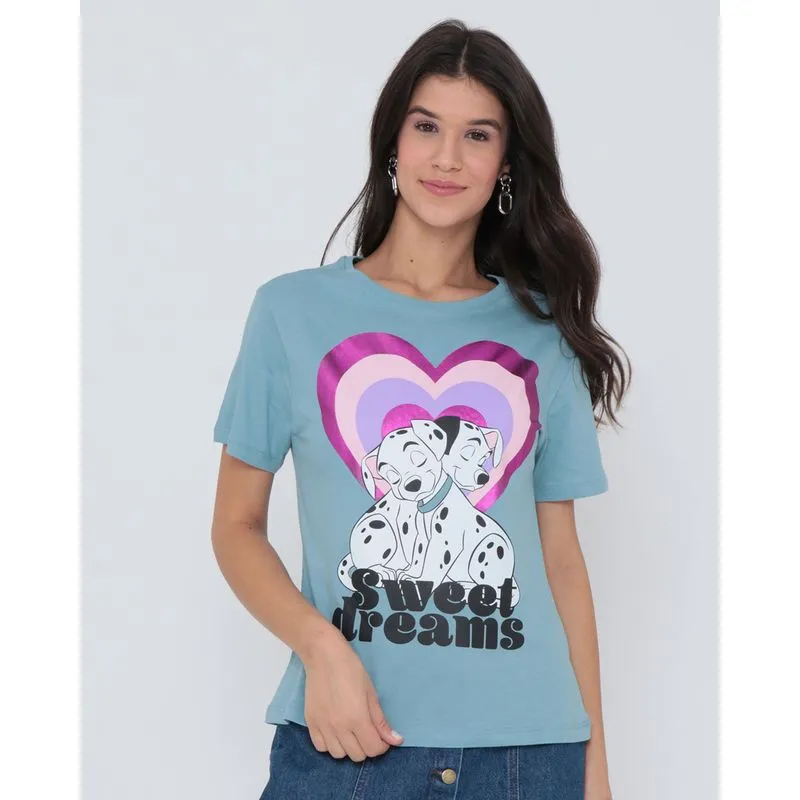 Blusa Estampa 101 Dálmatas Disney Azul Claro M