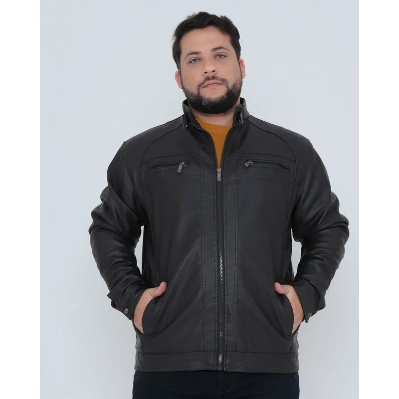 Jaqueta Plus Size Masculina Sintética Marrom Escuro G3