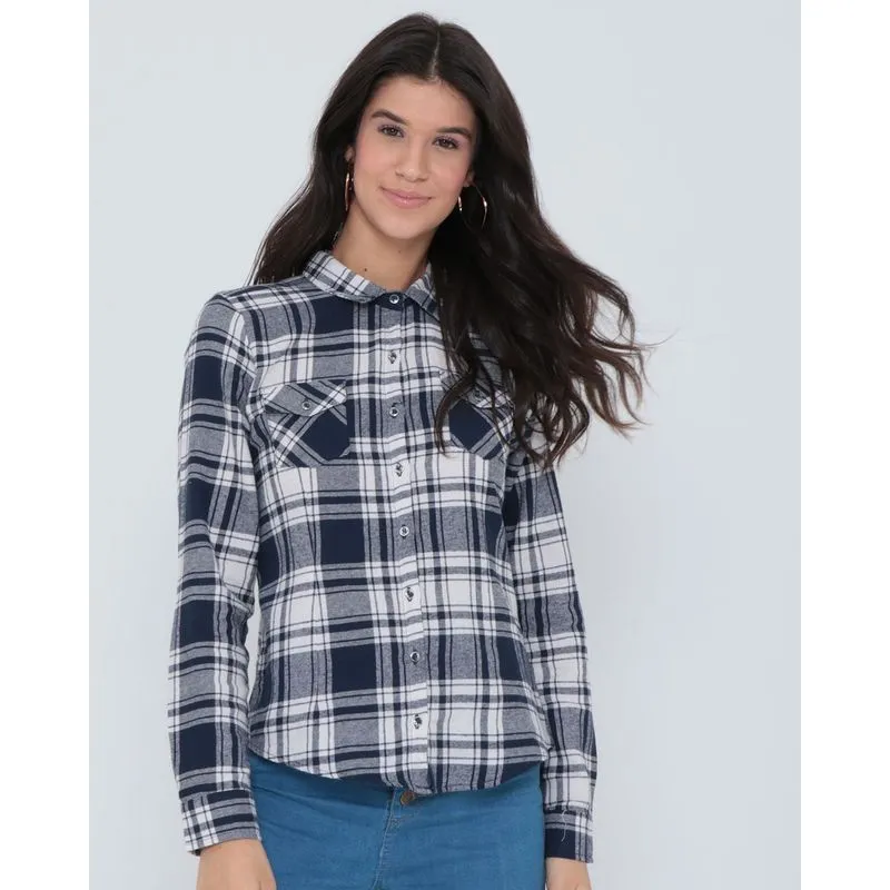 Camisa Feminina Estampa Xadrez Azul GG