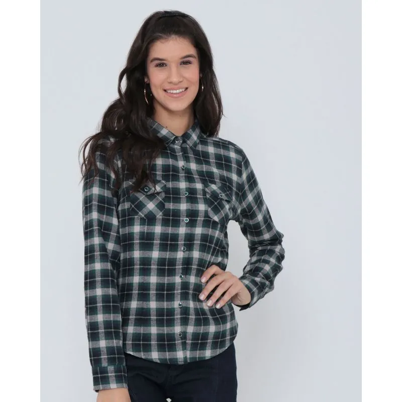 Camisa Feminina Estampa Xadrez Verde P