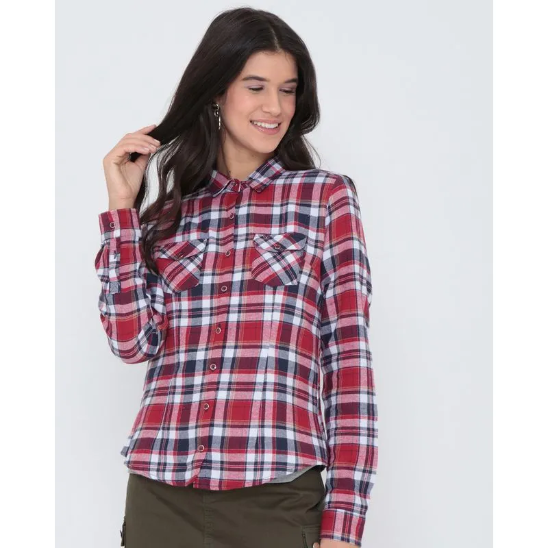 Camisa Feminina Estampa Xadrez Vermelho M