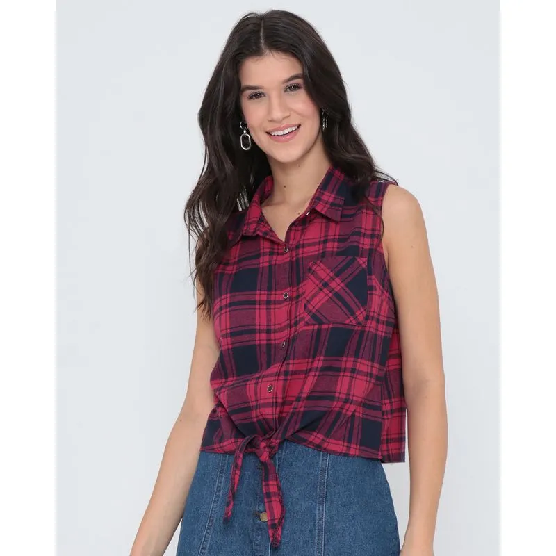 Camisa Feminina Xadrez Nózinho Vermelha M