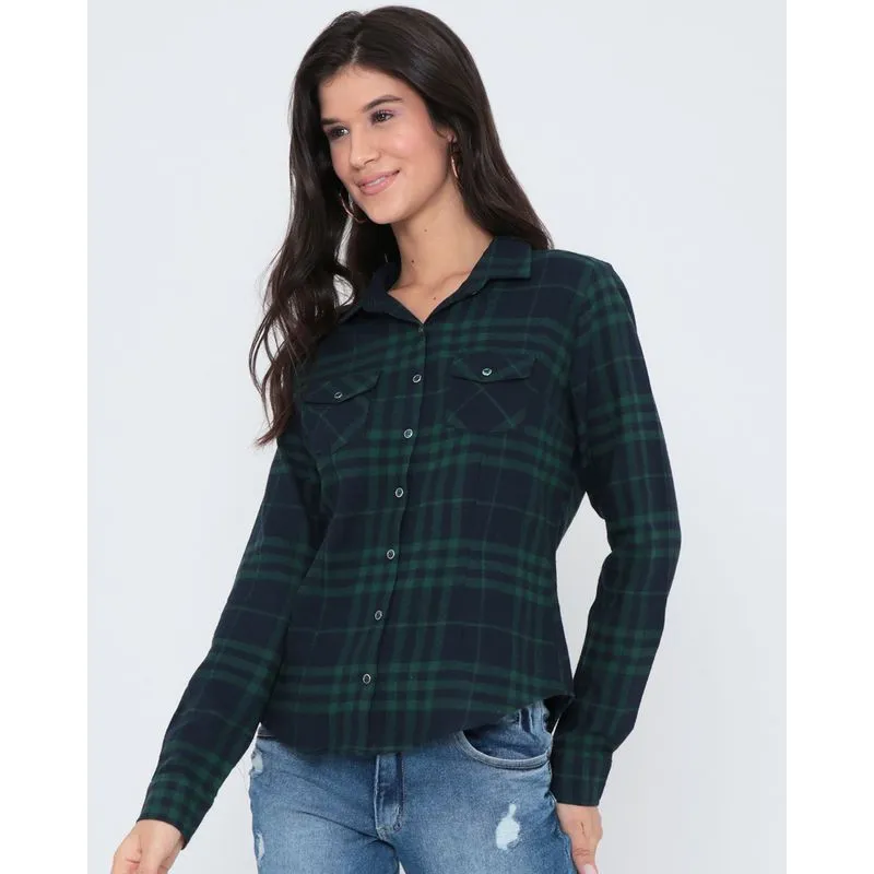 Camisa Feminina Estampa Xadrez Verde Escuro GG