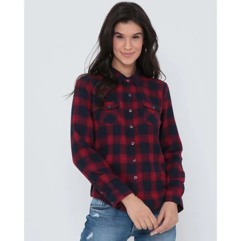Camisa Feminina Estampa Xadrez Vinho M