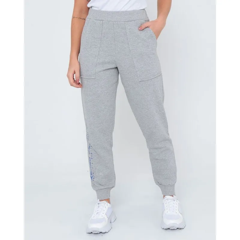 Calça Moletom Feminina Jogger Mescla Cinza P
