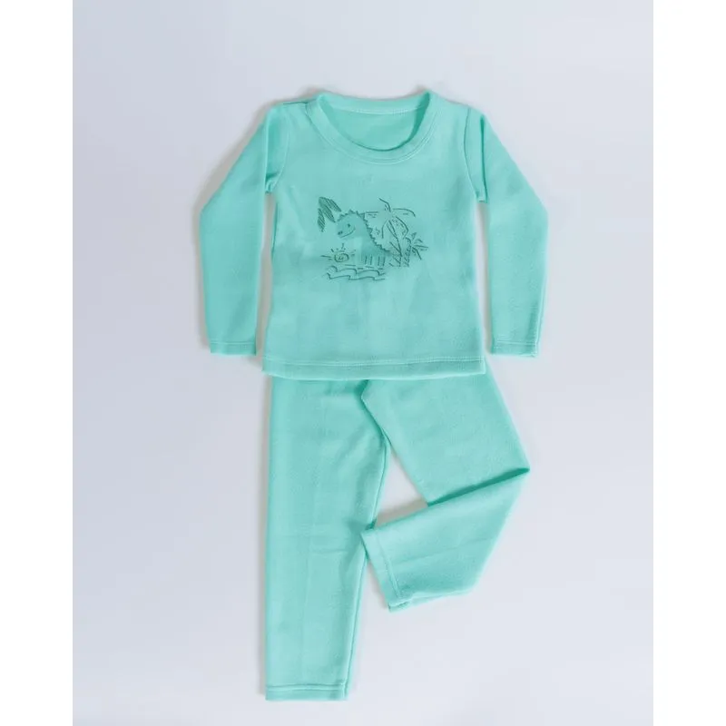 Pijama Bebê Gola Careca Estampa Bichinhos Verde Claro 1