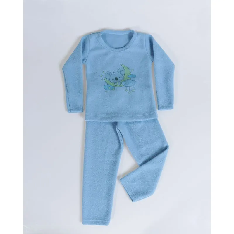 Pijama Bebê Gola Careca Estampa Bichinhos Azul Claro 3