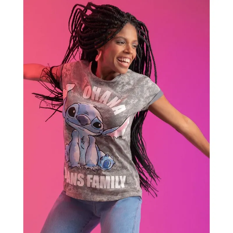 Blusa Tie Dye Estampa Stitch Disney Preta P