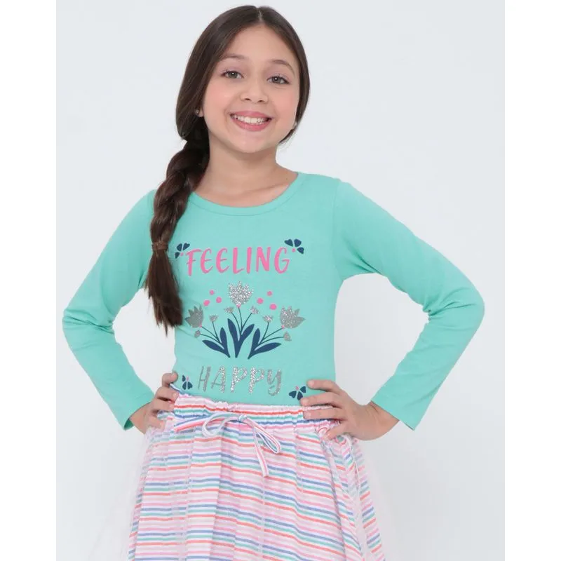 Blusa Infantil Manga Longa Estampada Verde Claro 10