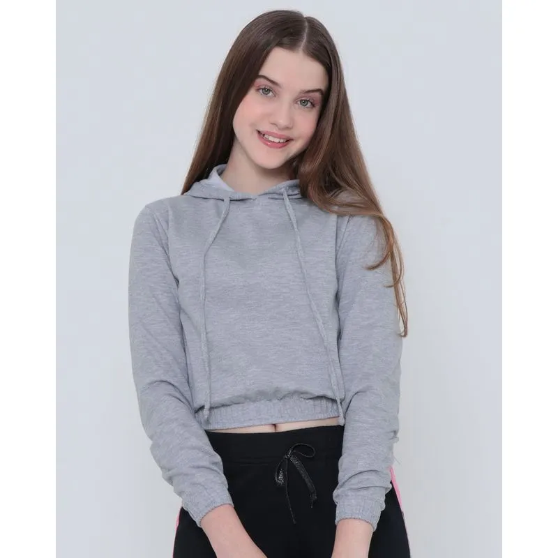 Blusa de Moletom Juvenil Mescla Cinza Claro 10