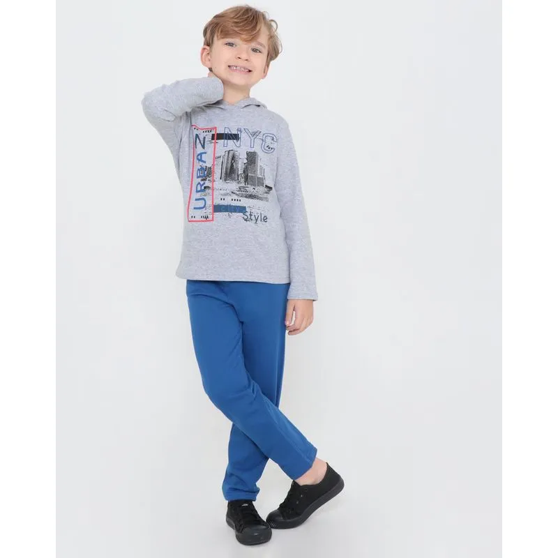 Conjunto Moletom Infantil Estampa NYC Cinza 4