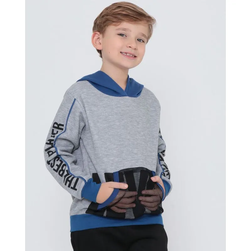 Blusão Moletom Infantil Game Mescla Cinza 4