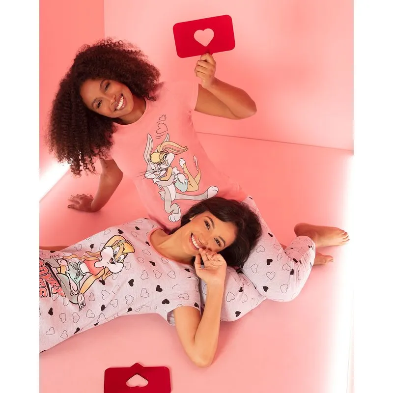 Pijama Feminino Pernalonga Looney Tunes Rosa M