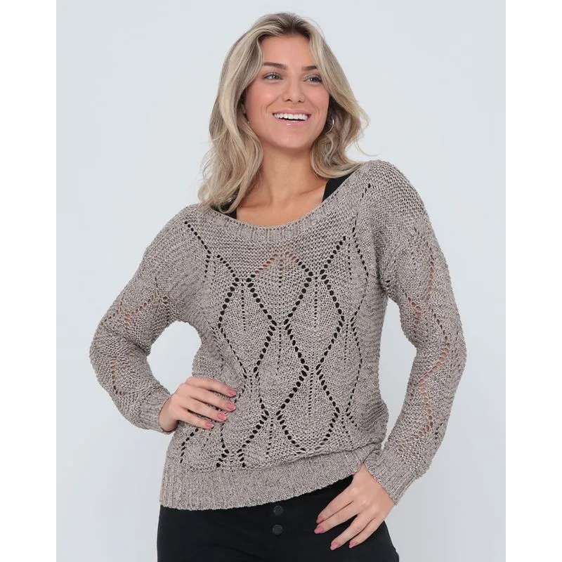 Suéter Feminino Tricô Mescla Bege M