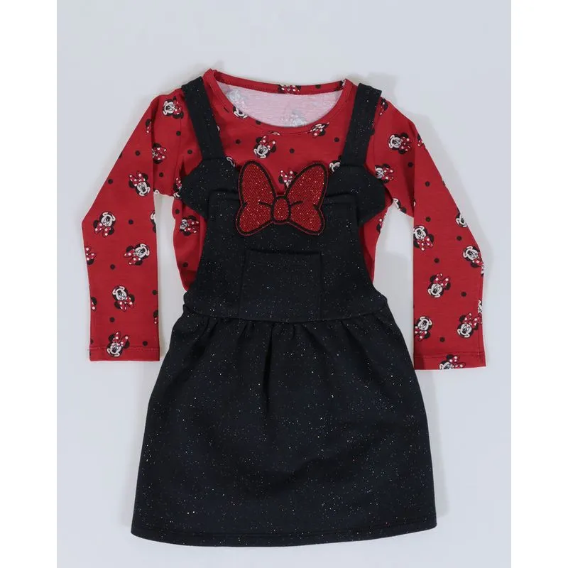 Conjunto Bebê Salopete Minnie Mouse Disney Preto 3