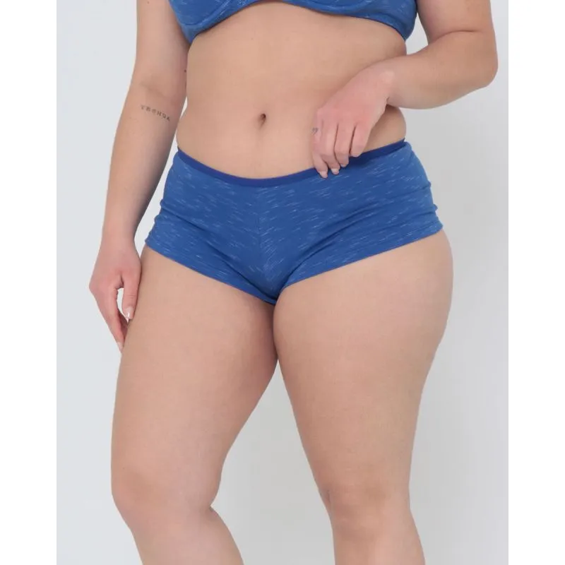 Calcinha Plus Size Caleçon Avulsa Mescla Azul Marinho 50