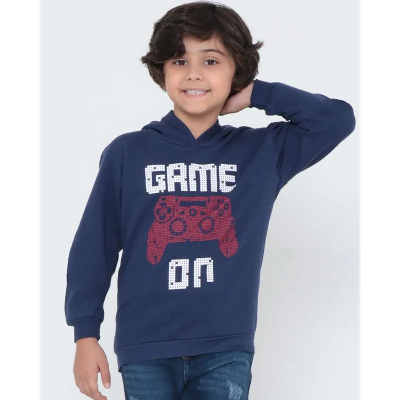Blusão Moletom Infantil Estampa Game Azul Marinho 8