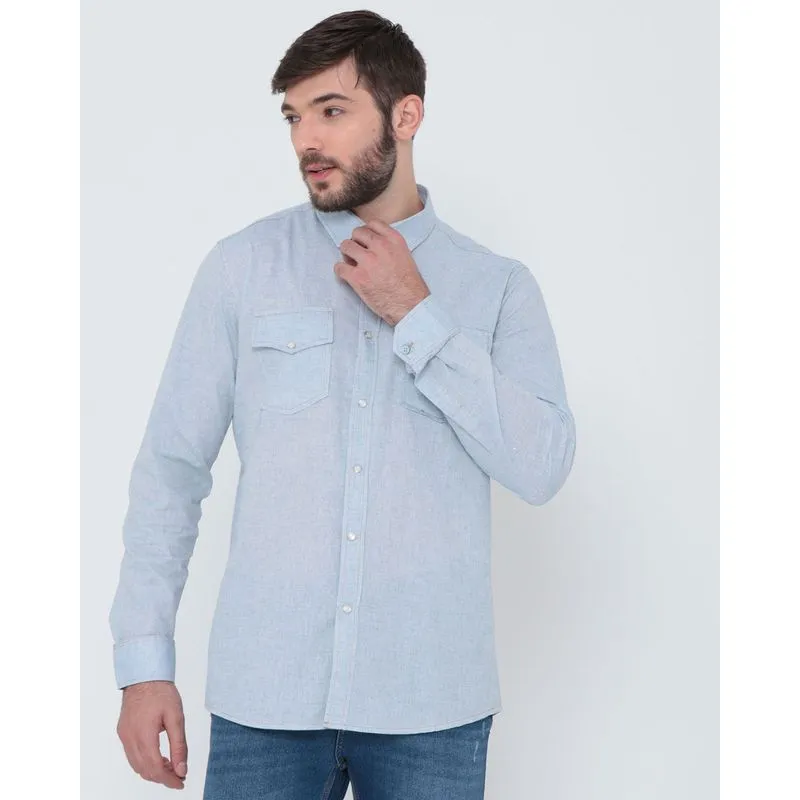 Camisa Masculina Manga Longa Azul Claro 2