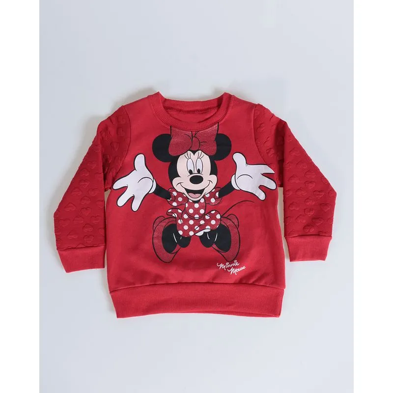 Blusão De Moletom Bebê Minnie Disney Vermelho 3