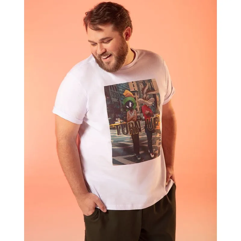 Camiseta Plus Size Estampa Marciano Looney Tunes Branco G2