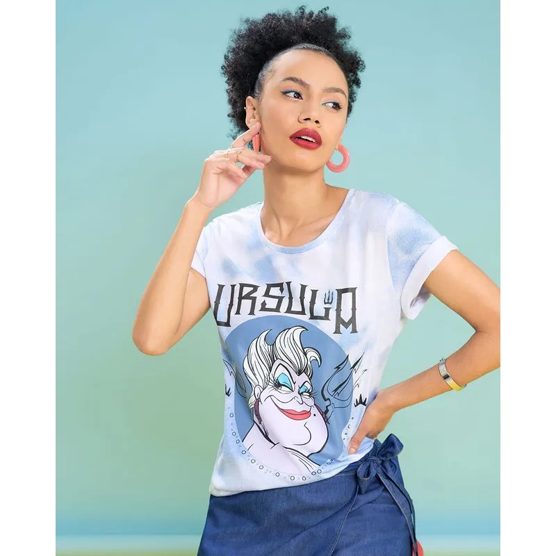 Blusa Tie Dye Estampa Vilã Ursula Disney Branca P