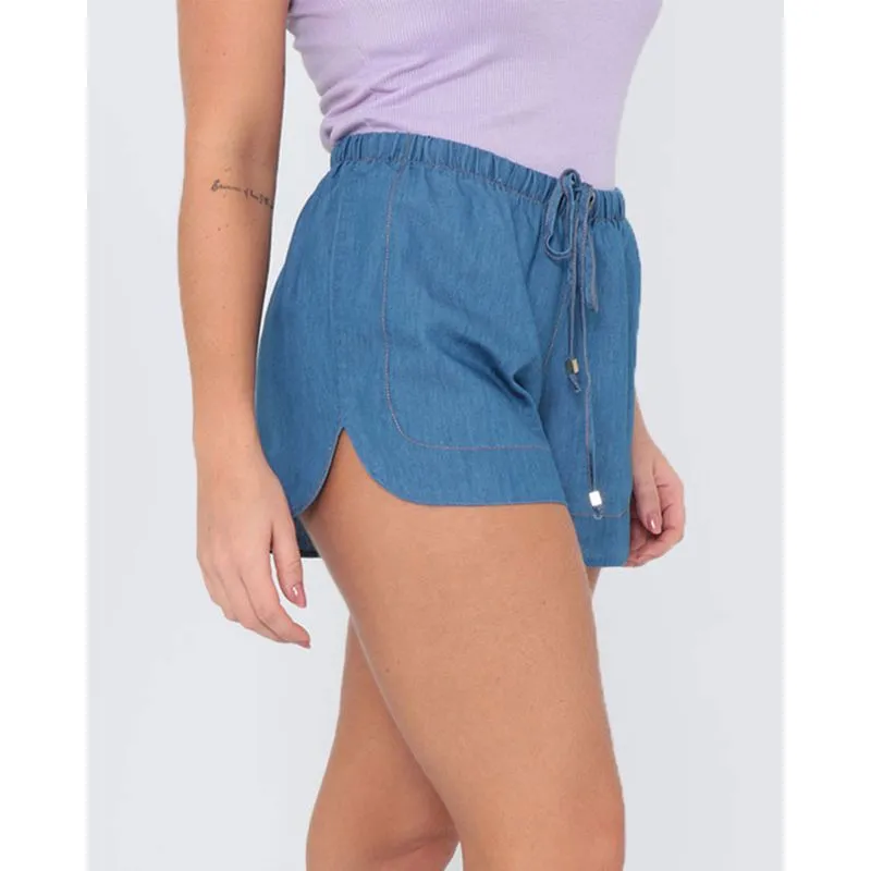 Short Jeans Feminino Boxer Azul Claro P