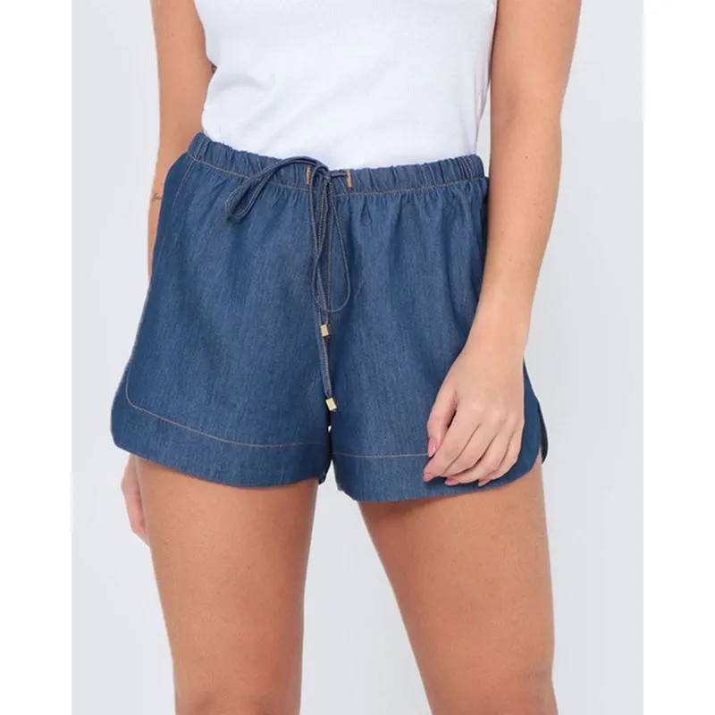 Short Jeans Feminino Boxer Azul Escuro G