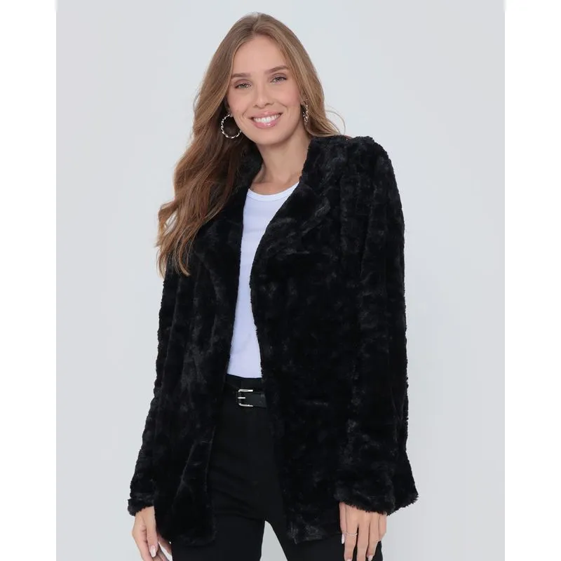 Casaco Feminino Pelúcia Preto P