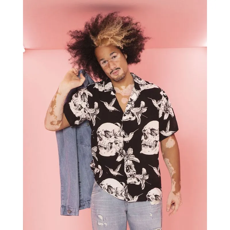 Camisa Masculina Estampada Caveira Preta 2
