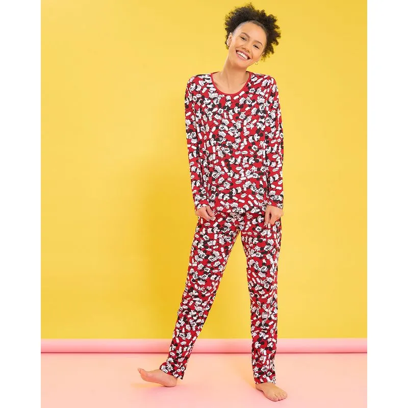 Pijama Longo Estampa Mickey Disney Vermelho GG
