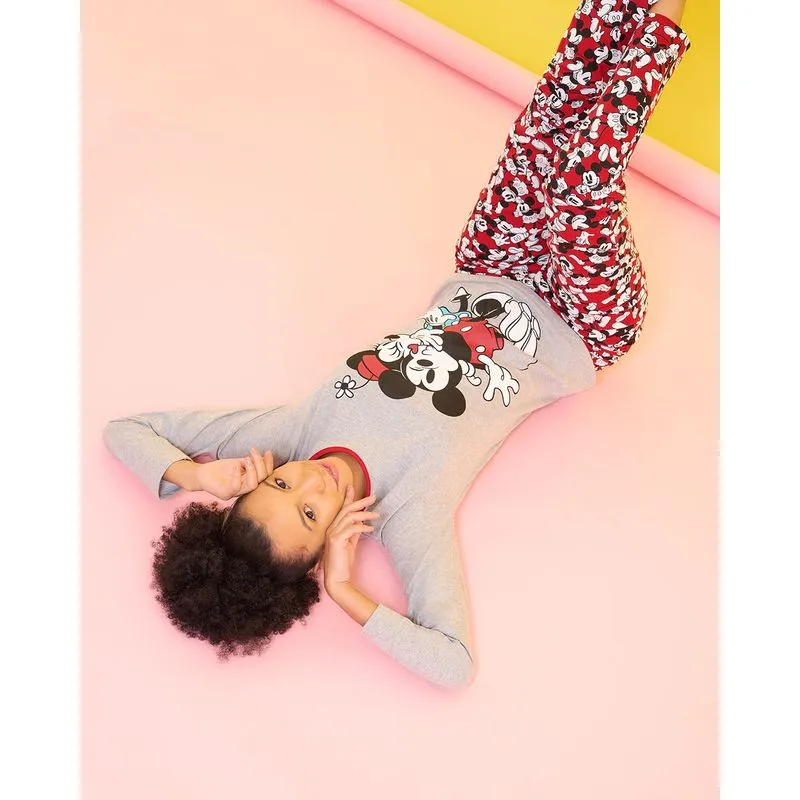 Pijama Longo Estampa Minnie E Mickey Disney Cinza Claro P