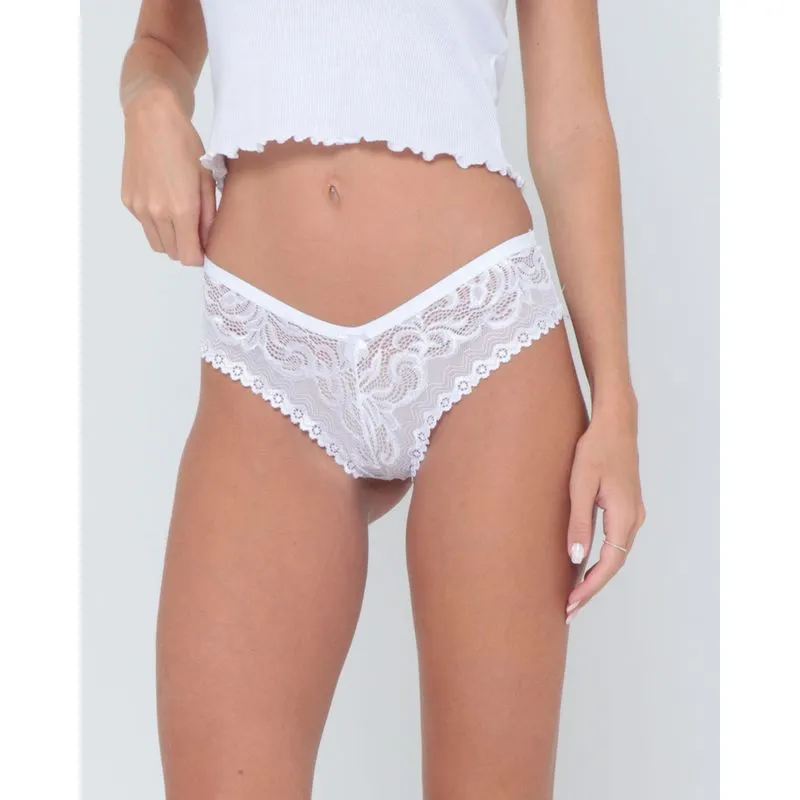 Calcinha Avulsa Fio Dental Renda Branca M